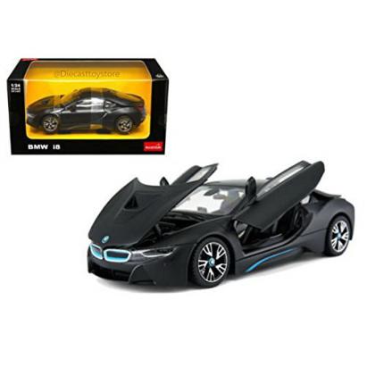 Mașinuță metalică BMW i8 negru, scara 1:24, model Rastar