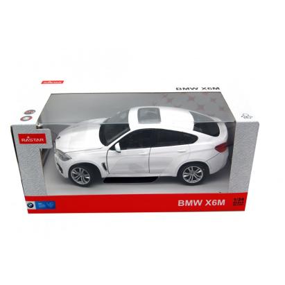 Mașinuță metalică BMW X6M albă, scara 1:24, model Rastar