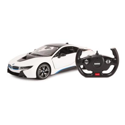 Masina cu telecomanda BMW i8 alba, scara 1:14, 2.4 GHz, cu lumini