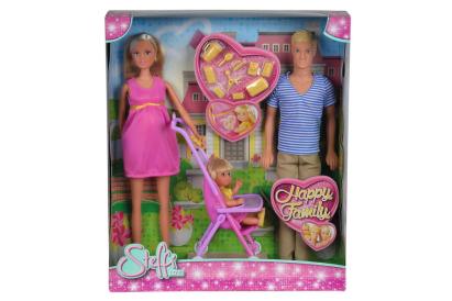 Papusa Steffi Love Happy Family cu familie, bebelus si accesorii