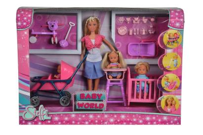 Papusa Steffi Love cu 3 bebelusi si accesorii pentru joaca