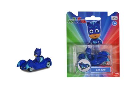 Masinuta metalica PJ Masks Cat-Car cu figurina, 7,5 cm, Simba