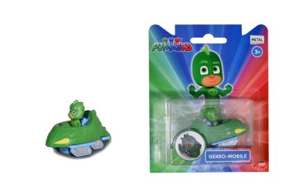 Masinuta metalica PJ Masks Gekko Mobile, figurina Gekko, 7,5 cm