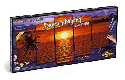 Kit pictură pe numere Schipper Apus în Caraibe, 5 tablouri 132x72 cm