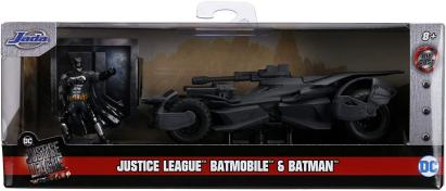 Batmobil Batman Justice League 1:32 din metal cu figurina Batman