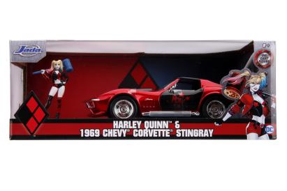 Mașinuță din metal Harley Quinn 1969 Chevy Corvette Stingray 1:24