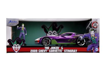 Mașinuță metalică Chevy Corvette Stingray 2009 cu figurina Joker, 1:24