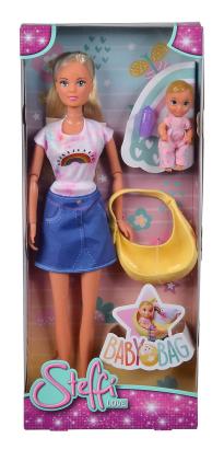 Papusa Steffi Love cu bebe, port bebe si accesorii, 29 cm