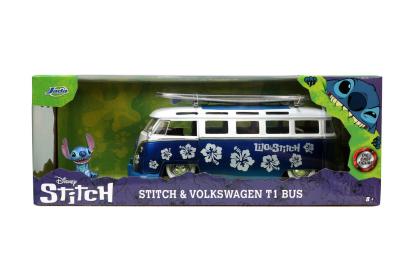 Autobuz metalic Stitch cu figurina Volkswagen T1, scara 1:24