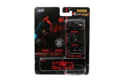 Set 3 vehicule nano Batman din metal, 4 cm, Batmobile Batcycle