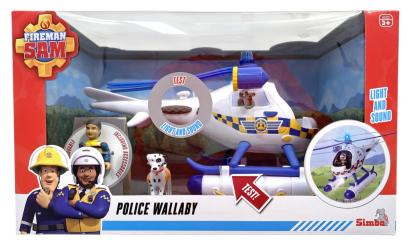 Elicopter de poliție Wallaby Fireman Sam cu lumini, sunete și accesorii