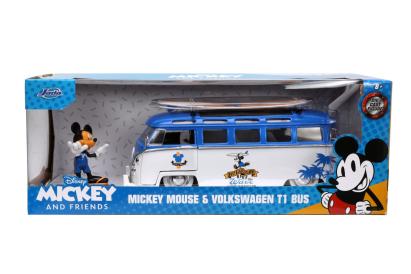 Masinuta din metal Volkswagen T1 Bus 1:24 cu Mickey Mouse