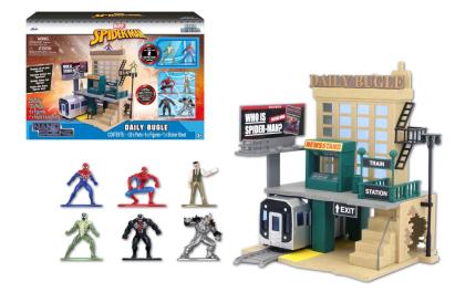 Scena Spider-Man Nano New York Daily Bugle cu 6 figurine metalice
