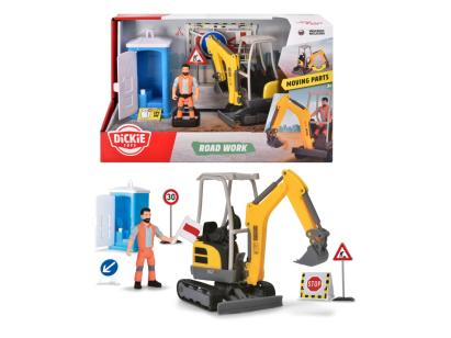 Set de joaca Dickie pentru lucrari drumuri cu excavator si accesorii