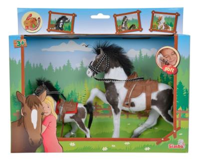 Set cal si ponei Simba Beauty Horse negru, material soft, 3+ ani