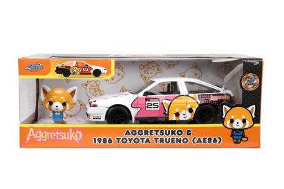 Set mașinuță metalică Aggretsuko cu figurină și Toyota Trueno 1:24