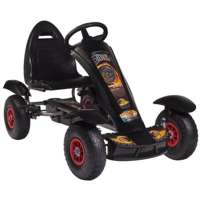 Kart cu pedale pentru copii Kidscare F618 Air, negru, roti gonflabile