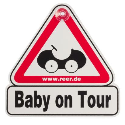 Semn auto Baby on Tour REER pentru geam, cu ventuze, 15,5 x 15,5 cm