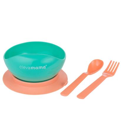 Set bol cu ventuza si tacamuri pentru copii Clevamama