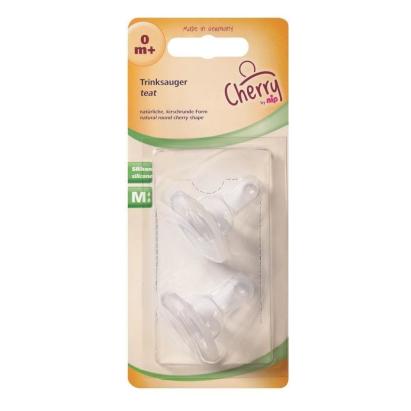 Set 2 tetine NIP Cherry din silicon moale, debit mediu M, 0+ luni