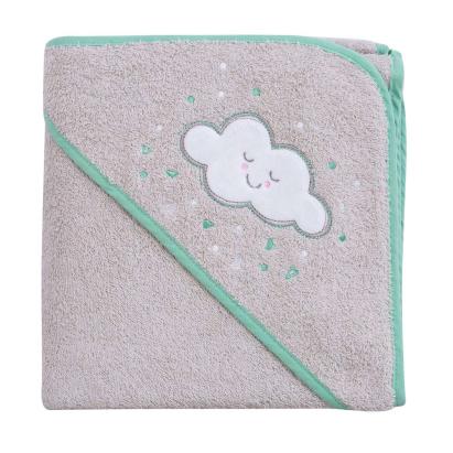 Prosop de baie pentru bebelus cu gluga si prindere pentru mama Clevamama, gri