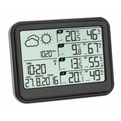 Stație meteo wireless TFA cu 3 senzori externi și ecran mare LCD