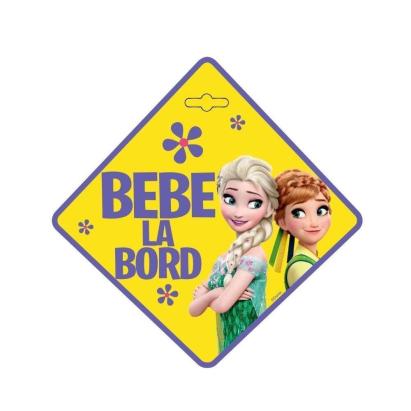 Semn auto Bebe la Bord Frozen pentru geam, cu ventuză, 13 x 13 cm