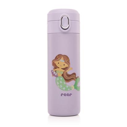 Sticlă de apă pentru copii din inox cu pai silicon, 350 ml, violet, Reer