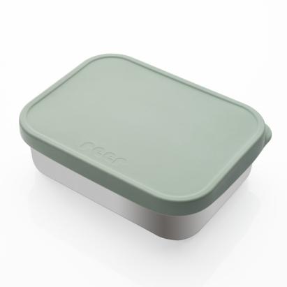 Cutie de pranz pentru alimente, din inox, cu compartimente din silicon, capac din silicon, fara BPA, lavabile in masina de spalat vase, Reer Lunchbox 25143