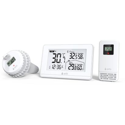 Termometru si higrometru digital de camera, cu senzori wireless pentru exterior si pentru apa din piscina, lumina de fundal, Airbi POOL BI1021