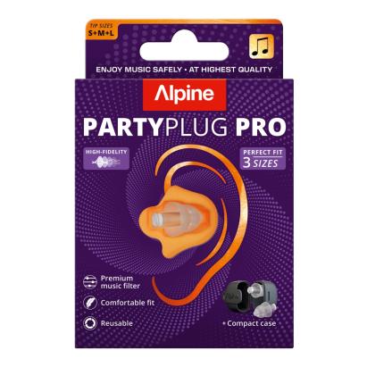Dopuri de urechi cu filtru muzical profesional pentru festivaluri si concerte, 3 dimensiuni incluse (S/M/L), protectie zgomote SNR 21dB, reutilizabile, transparente, ALPINE PartyPlug PRO 2025 ALP20057