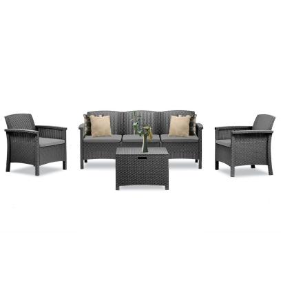 Set mobilier de grădină Leziter Venus II, 5 locuri, grafit, efect ratan