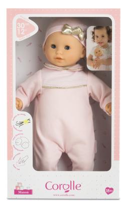 Papusa bebelus Corolle Manon 30 cm cu corp moale si ochi adormiti