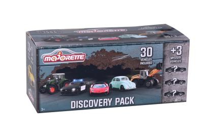 Set 33 mașinuțe Majorette Discovery cu vehicule surpriză și cutie
