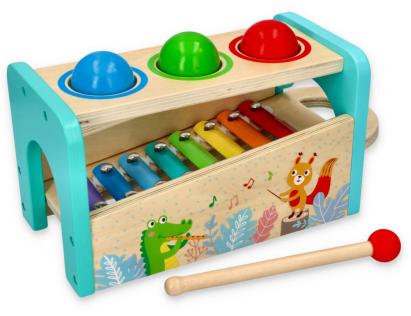 Set xilofon cu 8 note din lemn pentru copii Lelin L21021