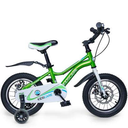 Bicicletă pentru copii 5-8 ani KidsCare 16 inch, roți ajutătoare, verde