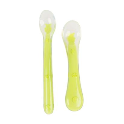 Set 2 lingurite flexibile din silicon pentru diversificare, verde