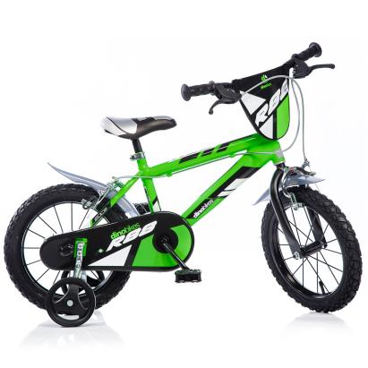 Bicicletă pentru copii Dino Bikes R88, 16 inch, verde, cu roți ajutătoare