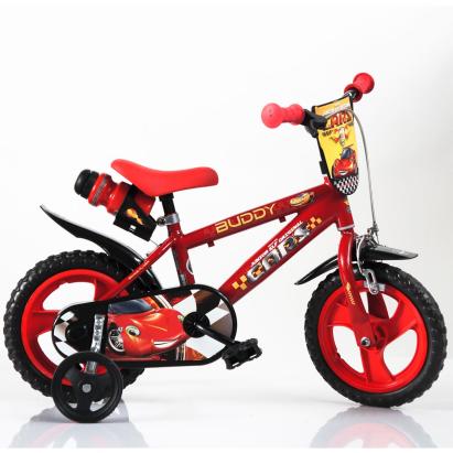 Bicicletă pentru copii Cars Dino Bikes 12 inch, roșie, cu roți ajutătoare