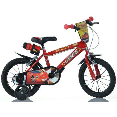 Bicicletă pentru copii Cars Dino Bikes 16 inch, roșie, cu roți ajutătoare