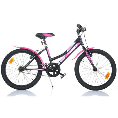 Bicicletă pentru copii Nera Cambio Dino Bikes, 20 inch, negru cu roz
