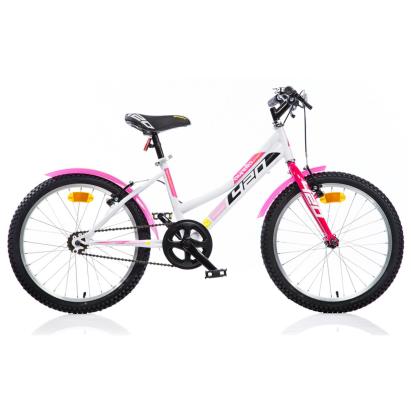 Bicicletă pentru copii Dino Bikes 20 inch, alb cu roz, frâne duble