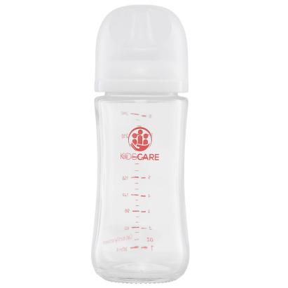 Biberon din sticla borosilicat 240 ml KidsCare cu tetina din silicon