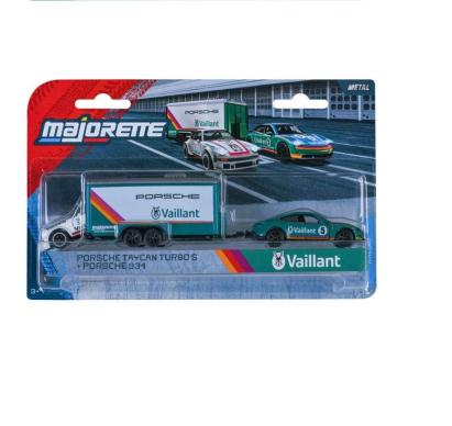 Set Majorette Transporter cu remorca Porsche Taycan Turbo S si Porsche 934