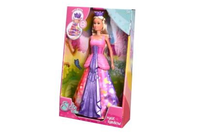 Papusa Steffi Love Curcubeu Magic 29 cm cu rochie colorata