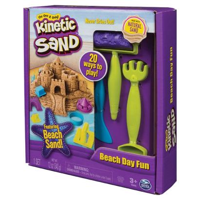Set nisip kinetic Beach Day Fun cu accesorii, 20 moduri de joc