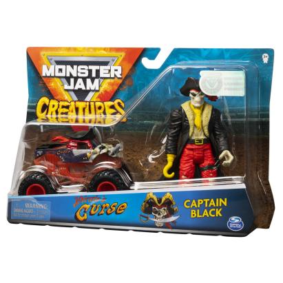 Masinuta Monster Jam Pirate's Curse cu figurina Captain Black