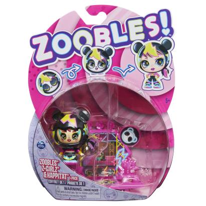 Figurina Zoobles Z-Girlz Panda transformabila cu Happitat, 5+