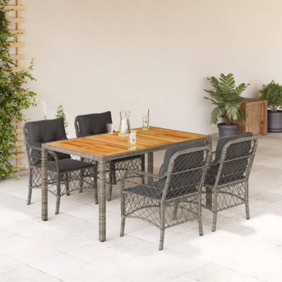 Set mobilier de grădină cu perne, 5 piese, gri, poliratan GartenMobel Dekor