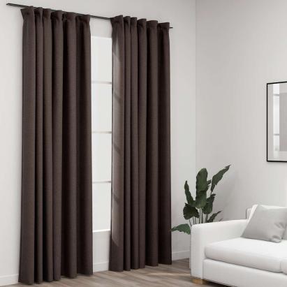Draperii opace aspect pânză cârlige 2 buc. gri taupe 140x245 cm GartenMobel Dekor